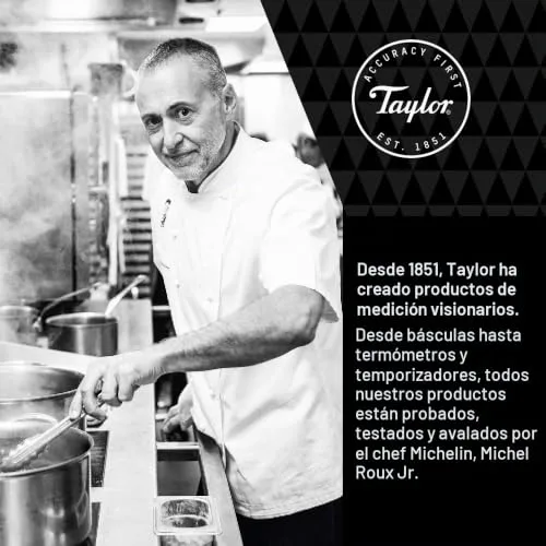 Taylor ▫️ Termómetro de cozinha digital Pro, termómetro digital com sonda para medir a temperatura da carne, capa protetora antimicrobiana, pilha incluída, cinzento, 18 cm, 1 unidade 6