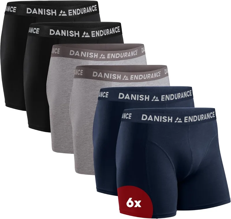DANISH ENDURANCE ▫️ Cuecas boxer para homem, algodão, roupa interior, embalagem de 6 peças