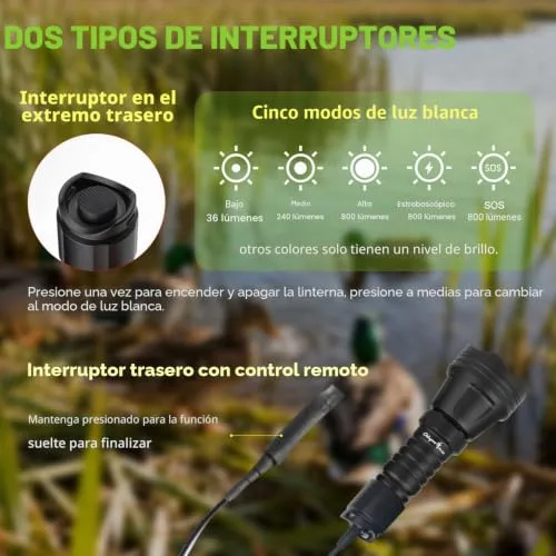 Odepro ▫️ KL52 Plus Lanterna LED com zoom de 800 lúmenes, vermelho, verde, IR850 e branco 3