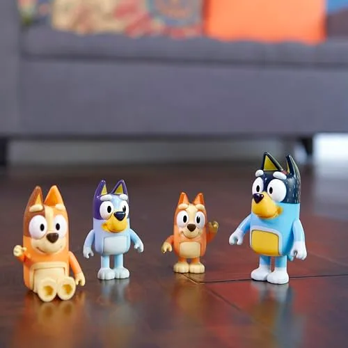Bluey ▫️ Conjunto de 4 figuras da família, figuras com 6,3-7,6 cm 6