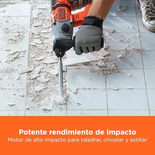 Black+Decker ▫️ Berbequim de percussão SDS-Plus a bateria de 18 V, energia de impacto de 1,2 J, 3 modos, inclui broca para betão de 6 mm e caixa do kit, BCD900B-XJ 2