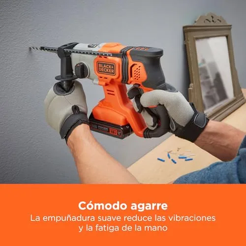 Black+Decker ▫️ Berbequim de percussão SDS-Plus a bateria de 18 V, energia de impacto de 1,2 J, 3 modos, inclui broca para betão de 6 mm e caixa do kit, BCD900B-XJ 6