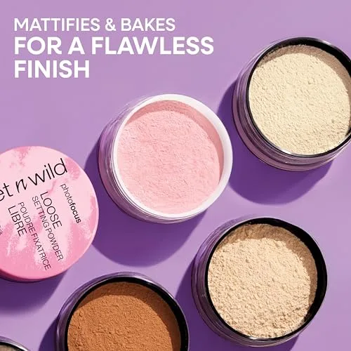 Wet n Wild ▫️ Photo Focus Pó Fixador Solto, Pó Fixador Sedoso e Leve para Fixar, Matificar, Absorver a Oleosidade e Fazer «Baking», Efeito Suavizante, Sabor a Banana, 20 g 2