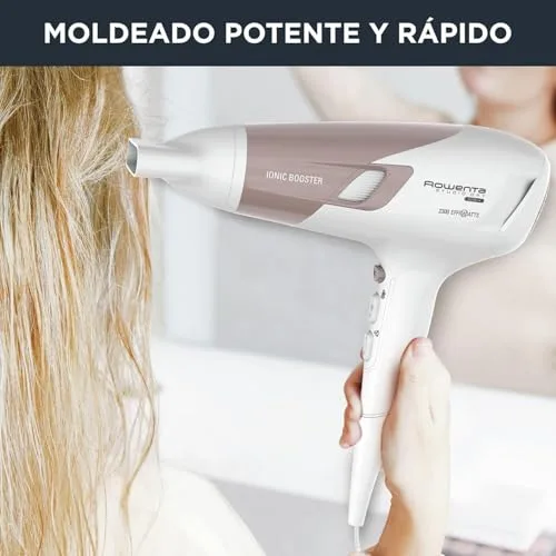 Rowenta ▫️ Studio Dry CV5830 Secador de cabelo de 2300 W, tecnologia Effiwatts, 6 níveis de velocidade/temperatura, Termocontrol, gerador iónico, ar frio, difusor, cabo de 1,8 m, branco 2