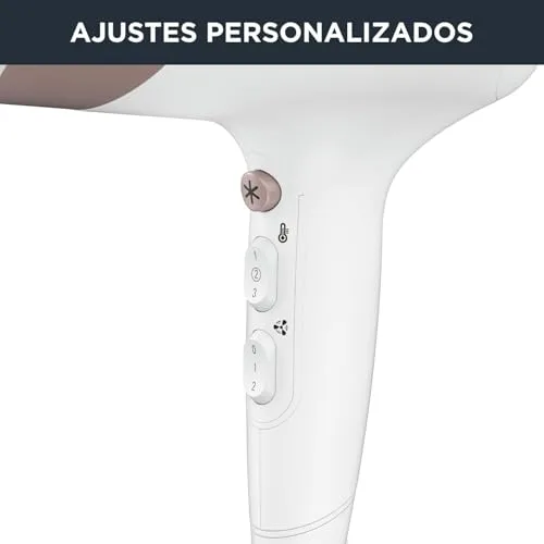 Rowenta ▫️ Studio Dry CV5830 Secador de cabelo de 2300 W, tecnologia Effiwatts, 6 níveis de velocidade/temperatura, Termocontrol, gerador iónico, ar frio, difusor, cabo de 1,8 m, branco 3