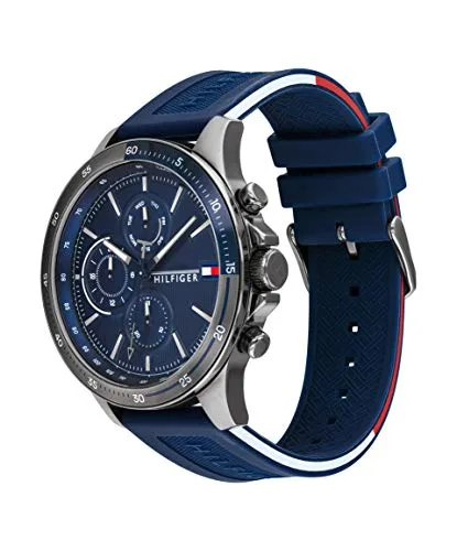 Tommy Hilfiger ▫️ Relógio analógico multifunções de quartzo para homem, com bracelete em silicone azul-marinho - 1791721 2