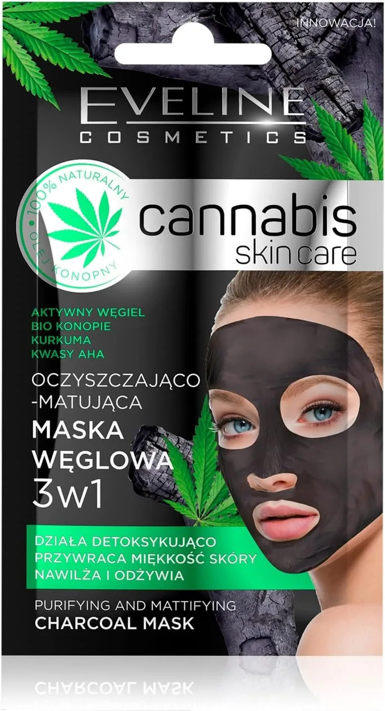 EVELINE COSMETICS ▫️ Canabis Skin Care Máscara Facial de Carvão 3 em 1 7 ml