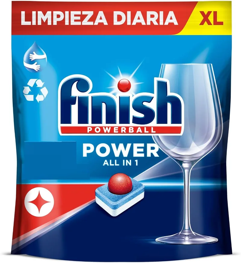 Finish ▫️ Powerball Power Tudo em 1 para a máquina de lavar loiça Comprimidos regulares 62 comprimidos