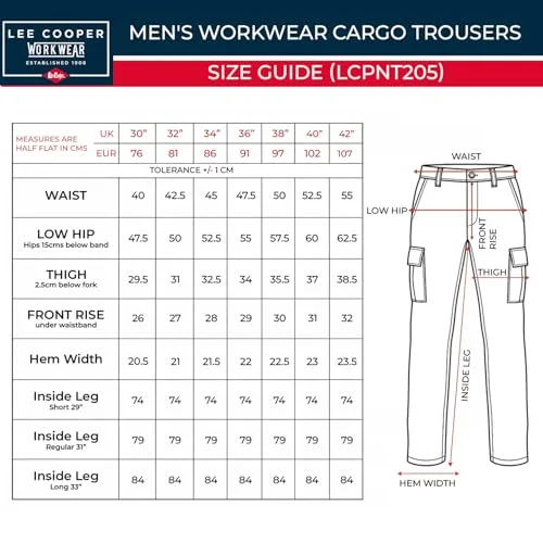 Lee Cooper ▫️ LCPNT205 Calças cargo clássicas de trabalho com vários bolsos, fáceis de cuidar e resistentes, para homem 6