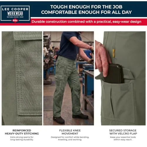Lee Cooper ▫️ LCPNT205 Calças cargo clássicas de trabalho com vários bolsos, fáceis de cuidar e resistentes, para homem 7