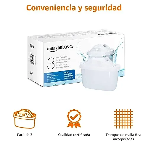 Amazon Basics ▫️ Cartuchos filtrantes de água adequados e compatíveis com todos os modelos BRITA, incluindo PerfectFit e jarros, 3 unidades 3