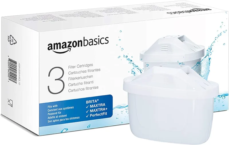 Amazon Basics ▫️ Cartuchos filtrantes de água adequados e compatíveis com todos os modelos BRITA, incluindo PerfectFit e jarros, 3 unidades