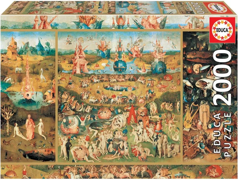 Educa ▫️ Puzzle de 2000 peças para adultos: O Jardim das Delícias Terrenas. Inclui cola para fixar o puzzle. A partir dos 14 anos (18505)