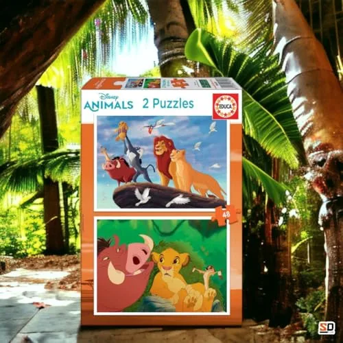 Educa ▫️ Conjunto de 2 puzzles infantis com 48 peças de cartão | O Rei Leão, Disney. A partir dos 4, 5 e 6 anos (18629) 2