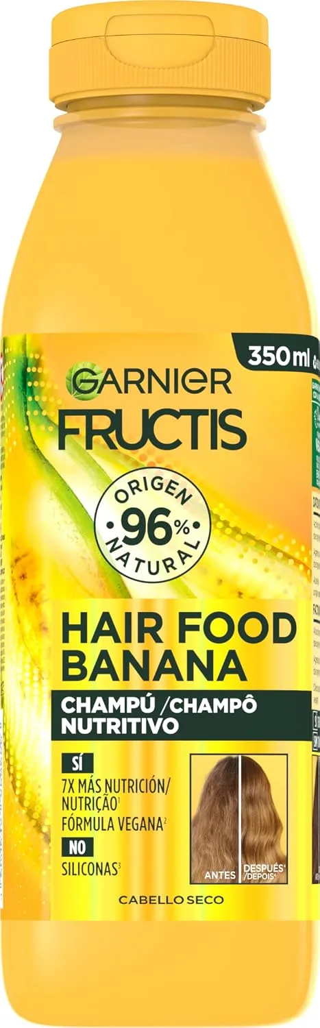 Garnier ▫️ Fructis Hair Food Banana - Champô Nutritivo para Cabelo Seco, 350 ml