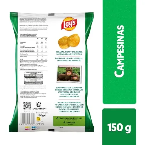 Lay's ▫️ Campesinas, Batatas fritas provenientes de culturas sustentáveis com sabores vegetais, Produto para aperitivo, embalagem individual, 150 g 2