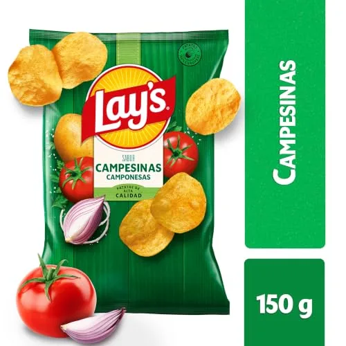 Lay's ▫️ Campesinas, Batatas fritas provenientes de culturas sustentáveis com sabores vegetais, Produto para aperitivo, embalagem individual, 150 g 3