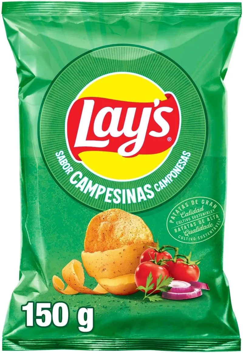 Lay's ▫️ Campesinas, batatas fritas de cultivo sustentável com sabor a vegetais, Snack Produto, embalagem individual, 150g