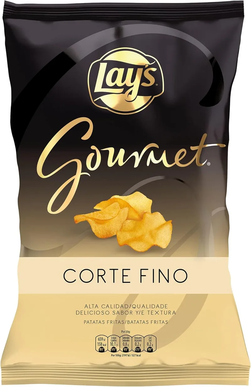 Lay's ▫️ Gourmet, Batatas fritas de corte fino, Snack, saco individual, 150g