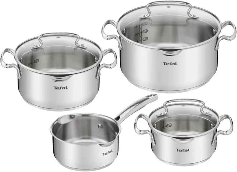 Tefal ▫️ Duetto Plus - Conjunto de 4 peças + 3 acessórios, aço inoxidável