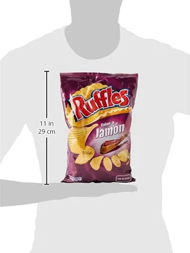 Ruffles ▫️ Jamón, Batatas fritas com sabor a presunto, Produto de aperitivo, embalagem individual, 150 g 5