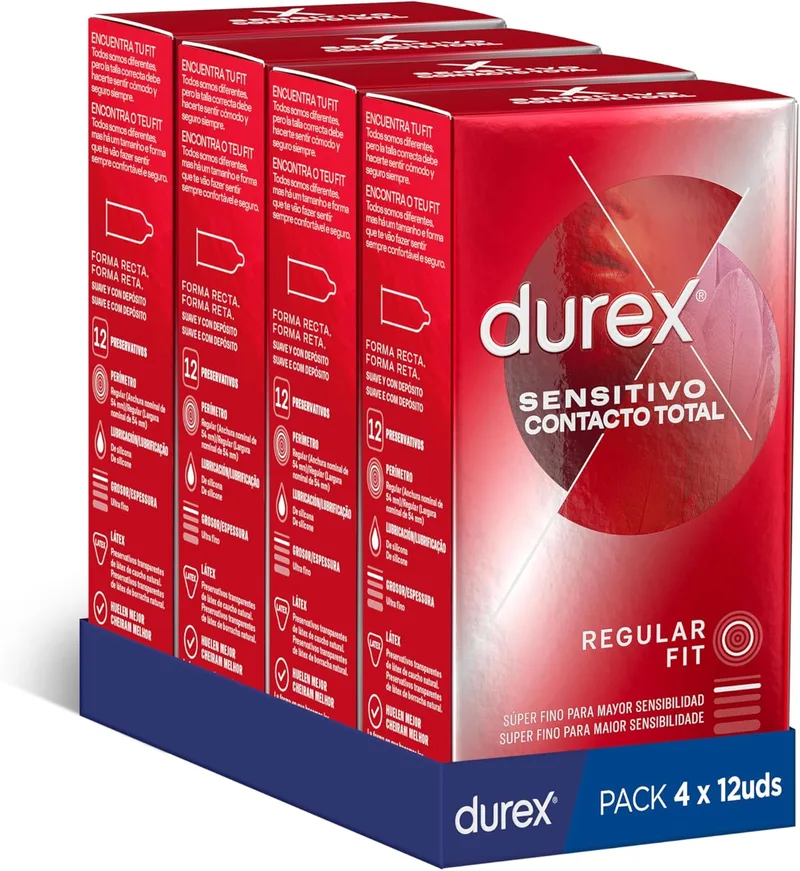 Durex ▫️ Preservativos Sensitive Total Contact, Ultra Fino, Lubrificado, 48 preservativos