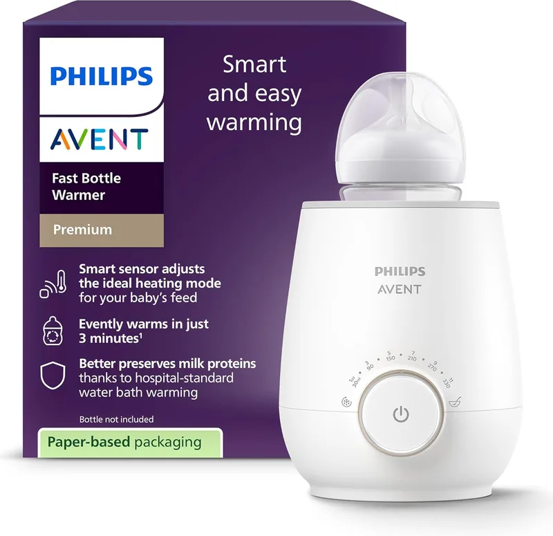AVENT ▫️ Philips Premium Aquecedor de biberões rápido — Controlo inteligente da temperatura, aquece uniformemente sem pontos quentes, sistema de banho-maria com qualidade hospitalar, SCF358/00