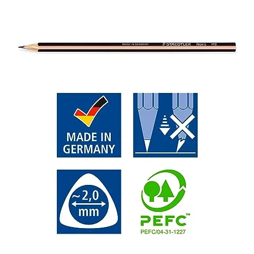 STAEDTLER ▫️ Noris 118 BK6 PAST, Lápis triangulares de madeira certificada, embalagem blister com 6 unidades 6