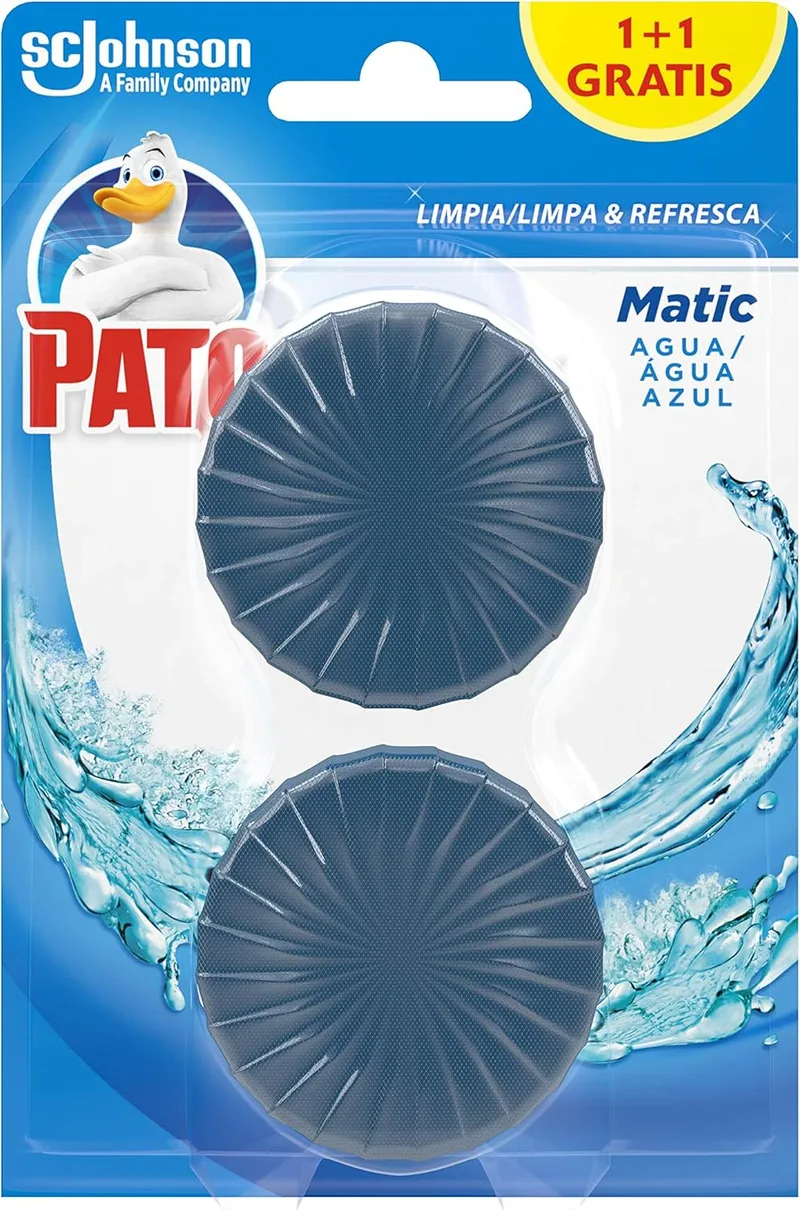 PATO ▫️ Duck Matic 1+1 Free, limpa e refresca a casa de banho, evita o calcário, 2 comprimidos