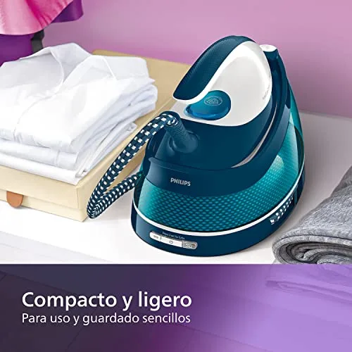 PHILIPS ▫️ PerfectCare - Ferro de engomar compacto OptimalTEMP, 400 g de vapor, azul 4
