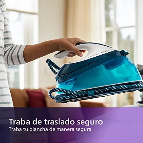 PHILIPS ▫️ PerfectCare - Ferro de engomar compacto OptimalTEMP, 400 g de vapor, azul 6