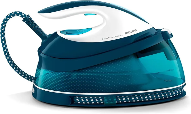 PHILIPS ▫️ PerfectCare - Ferro de engomar compacto OptimalTEMP, 400 g de vapor, azul