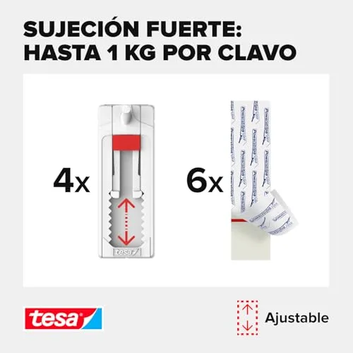tesa ▫️ Pregos ajustáveis para papel de parede e reboco - 1 kg - 4 unidades 3