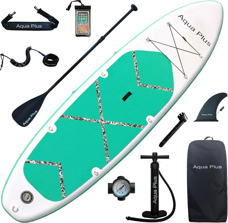 Aqua Plus ▫️ 15cm Thick Inflatable Sup for All Skill Levels, Adjustable Paddle, Pump, ISUP Travel Backpack, Inflatable Stand Up Paddle Board for Teens and Adults