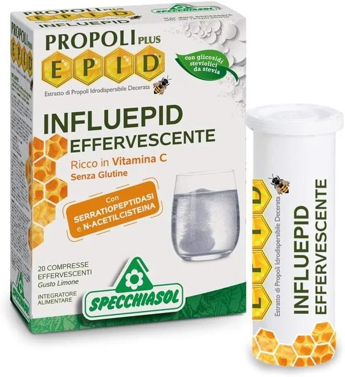 Specchiasol ▫️ INFLUEPID EFERVESCENTE - 20 comprimidos - Alivia os sintomas da gripe e da constipação.