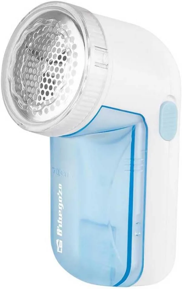 Orbegozo ▫️ QP 6400 - Removedor de fiapos elétrico, coroa com 5 cm de diâmetro, recipiente para recolha de fiapos, grelha e lâmina em aço inoxidável, design ergonómico, funciona a pilhas