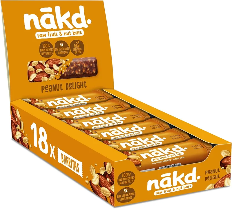 nākd. ▫️ Peanut Delight | Barras cruas de fruta e frutos secos | 18 x 35 g (630 g)