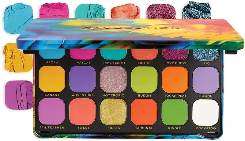 Revolution Beauty London ▫️ Makeup Revolution | Paleta de sombras de olhos Forever Flawless | Bird of Paradise | 18 sombras | 19,8 g, Carboncillo