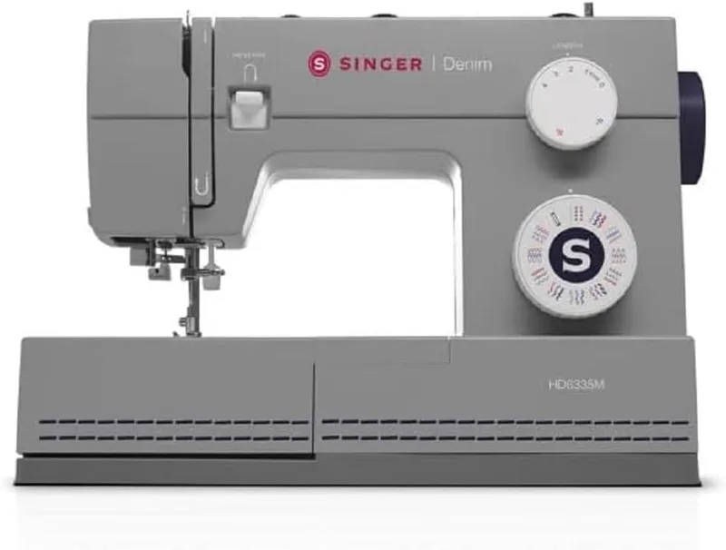 Singer ▫️ «Heavy Duty Jeans 6335M Denim» - Máquina de costura de 32 pontos com motor potente para tecidos grossos, várias camadas e ganga