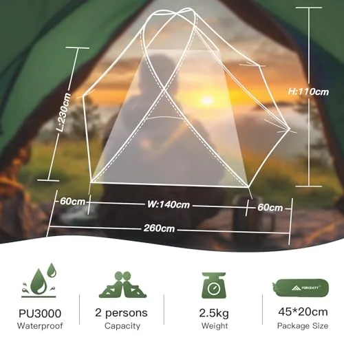 Forceatt ▫️ Tenda Tenda para 2-3 Pessoas, Tenda Ultraleve para 3-4 Estações, Resistente à Água e ao Vento, Fácil de Montar, Adequada para Viagens, Acampamento e Caminhadas. 2