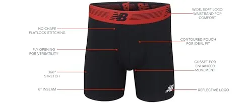 New Balance ▫️ Premium 6 Inch com Fly - Conjunto de 3 boxers para homem (Conjunto de 3) 7