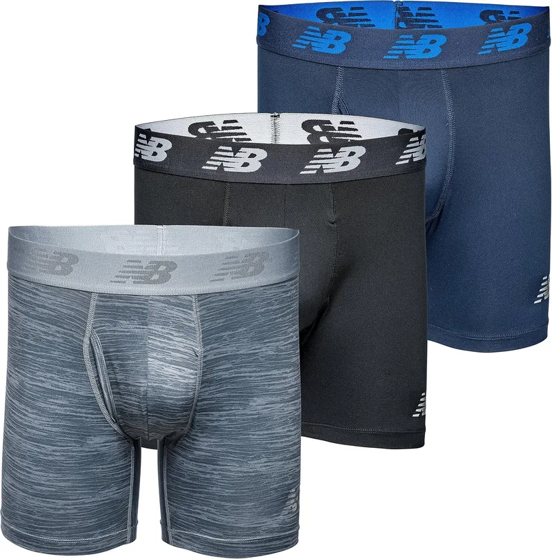 New Balance ▫️ Premium 6 Inch com Fly - Conjunto de 3 boxers para homem (Conjunto de 3)