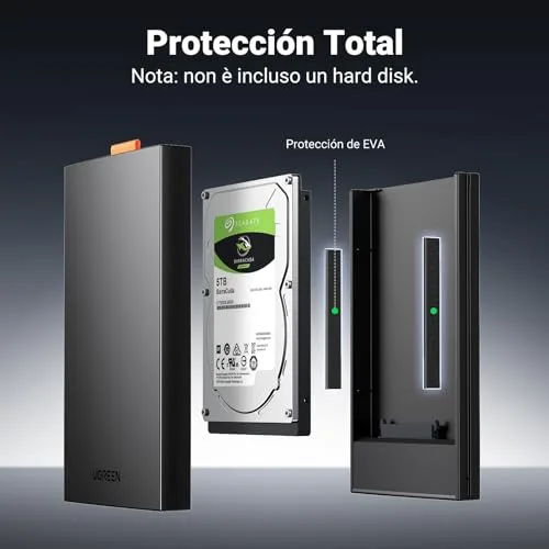 UGREEN ▫️ Caixa para disco rígido de 2,5" com USB-C e UASP a 6 Gbps 6
