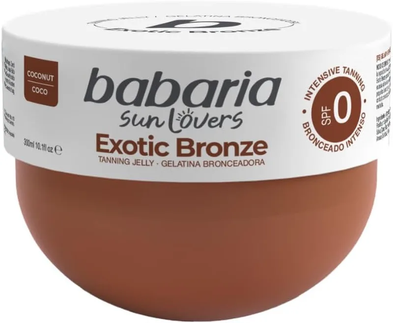 Babaria ▫️ Exotic Bronze Gel de Bronzeamento de Coco FPS 0 300 ml – Acelerador de bronzeamento - Bronzeado intenso e dourado com óleo de coco - Resistente à água