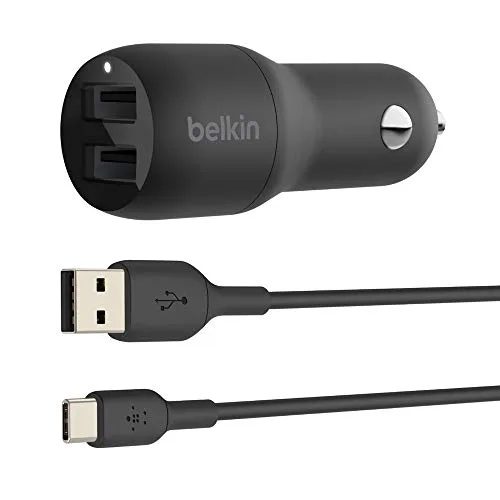 Belkin ▫️ Carregador de parede USB duplo de 24 W Boost Charge + cabo USB-A para USB-C (adaptador duplo USB-A para Pixel, iPad Pro, Nintendo Switch e dispositivos Samsung, entre outros) 3