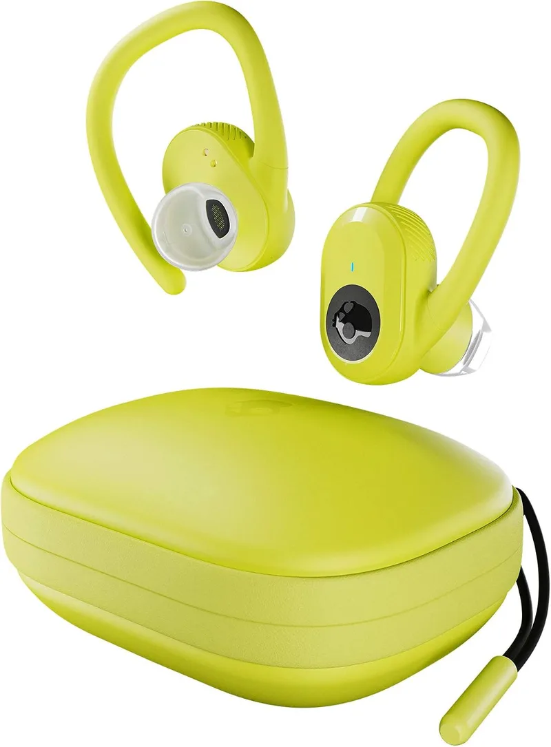 Skullcandy ▫️ Auscultadores desportivos sem fios Push Ultra True com ligação Bluetooth, resistência ao suor e à água (IP67), até 40 horas de autonomia total, cor amarelo elétrico.