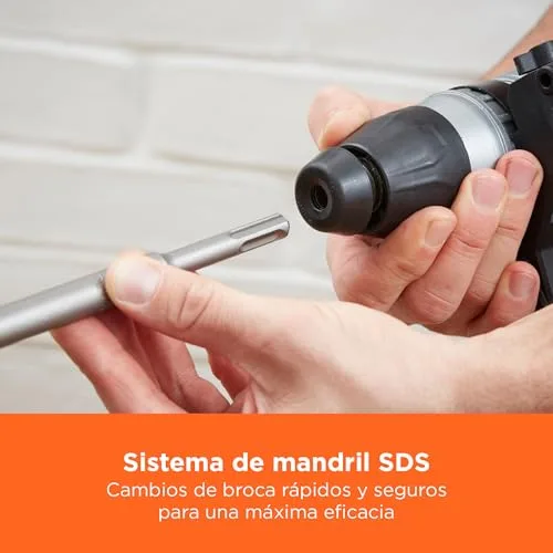 Black+Decker ▫️ Berbequim de percussão SDS+, motor de 1250 W, 3 modos de funcionamento, força de impacto de 3,5 J, inclui brocas e cinzel, BEHS03K-QS 4