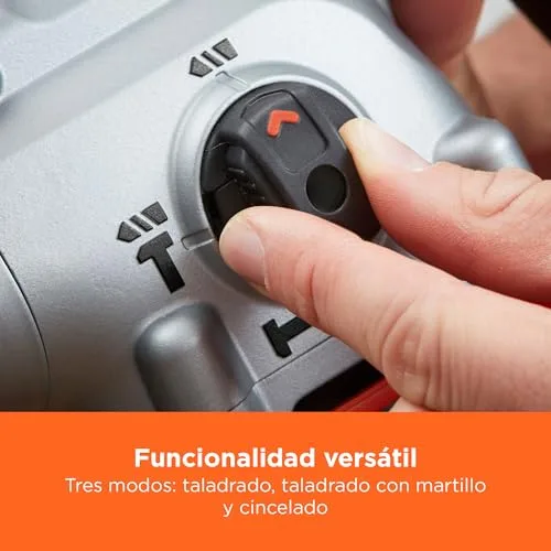 Black+Decker ▫️ Berbequim de percussão SDS+, motor de 1250 W, 3 modos de funcionamento, força de impacto de 3,5 J, inclui brocas e cinzel, BEHS03K-QS 5