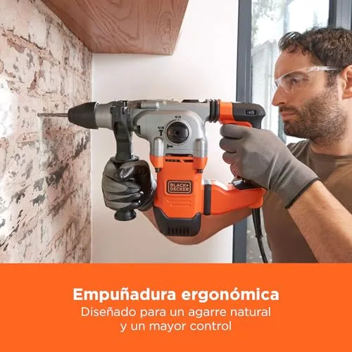 Black+Decker ▫️ Berbequim de percussão SDS+, motor de 1250 W, 3 modos de funcionamento, força de impacto de 3,5 J, inclui brocas e cinzel, BEHS03K-QS 6