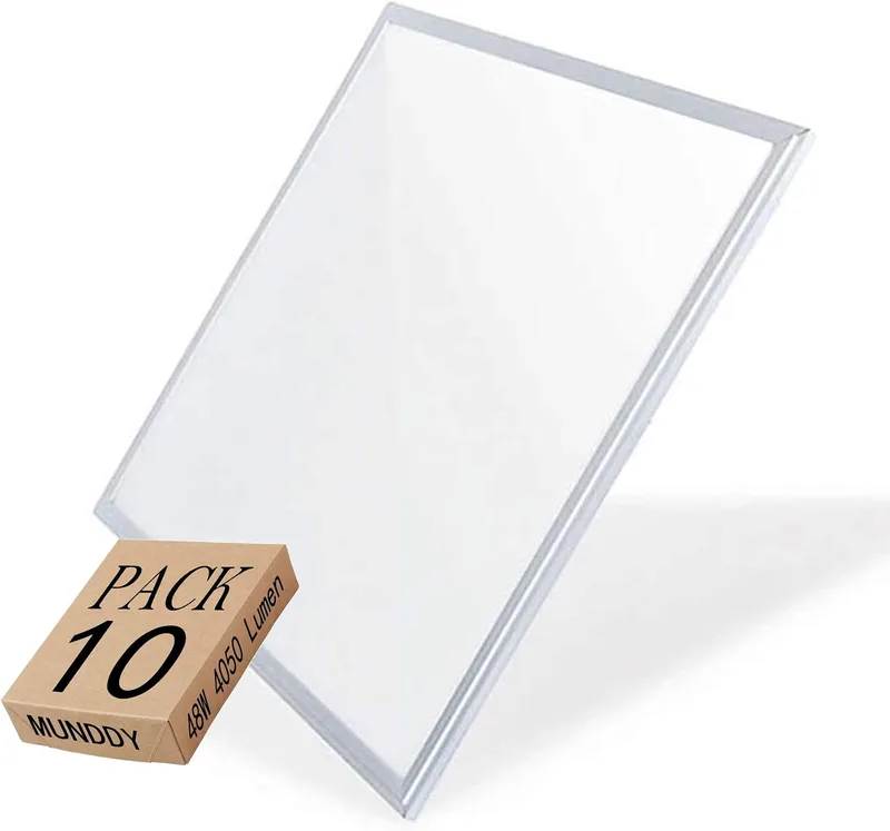 MUNDDY ▫️ ® - Conjunto de 10 painéis LED 60 x 60 cm, 50 W, Branco Frio 6500 K, 6500 lúmenes reais, 595 x 595 x 33 mm,Driver incluído, embutível em teto modular, envio urgente a partir de Madrid